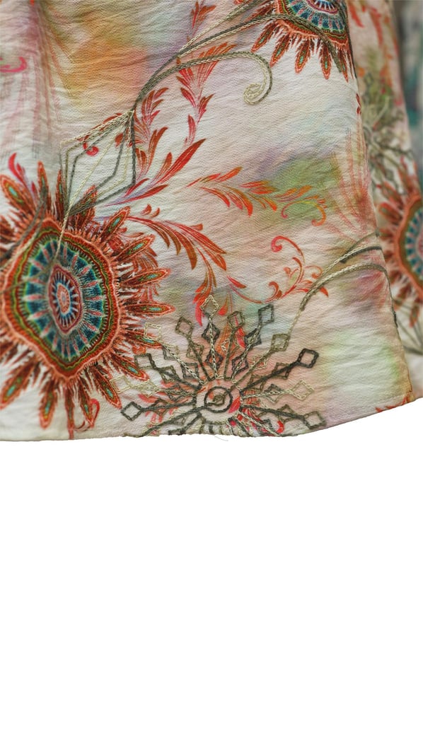 Nakış Detay Desenli Orange Elbise