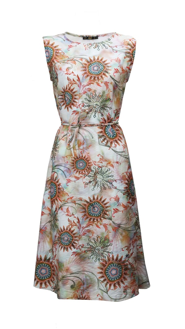 Nakış Detay Desenli Orange Elbise