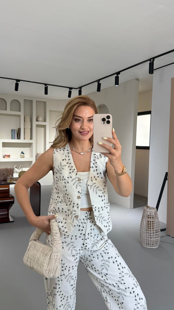 Natural Keten Fisto Yelek