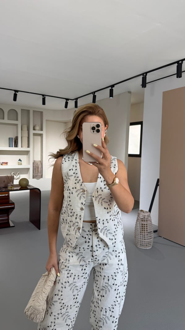 Natural Keten Fisto Yelek