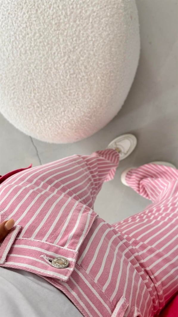 Orjinal Marka Pembe Çizgili Pantolon