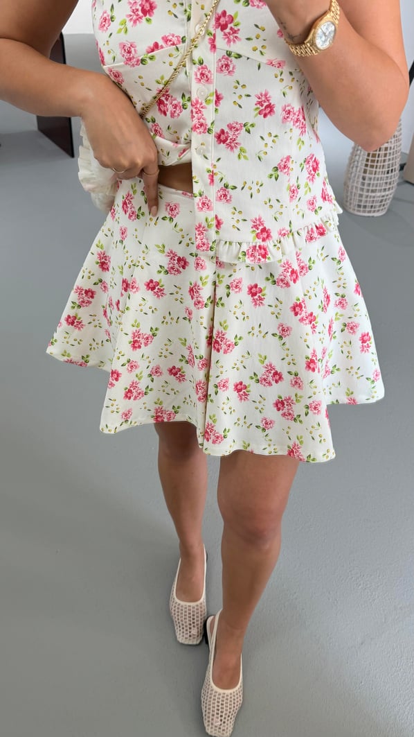 Özel Seri Çiçek Desen Çan Şort Etek