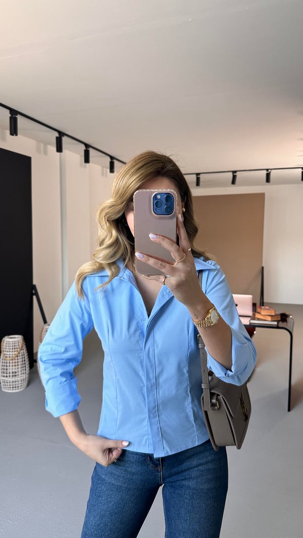 Özel Seri Slim Fit Mavi Gömlek
