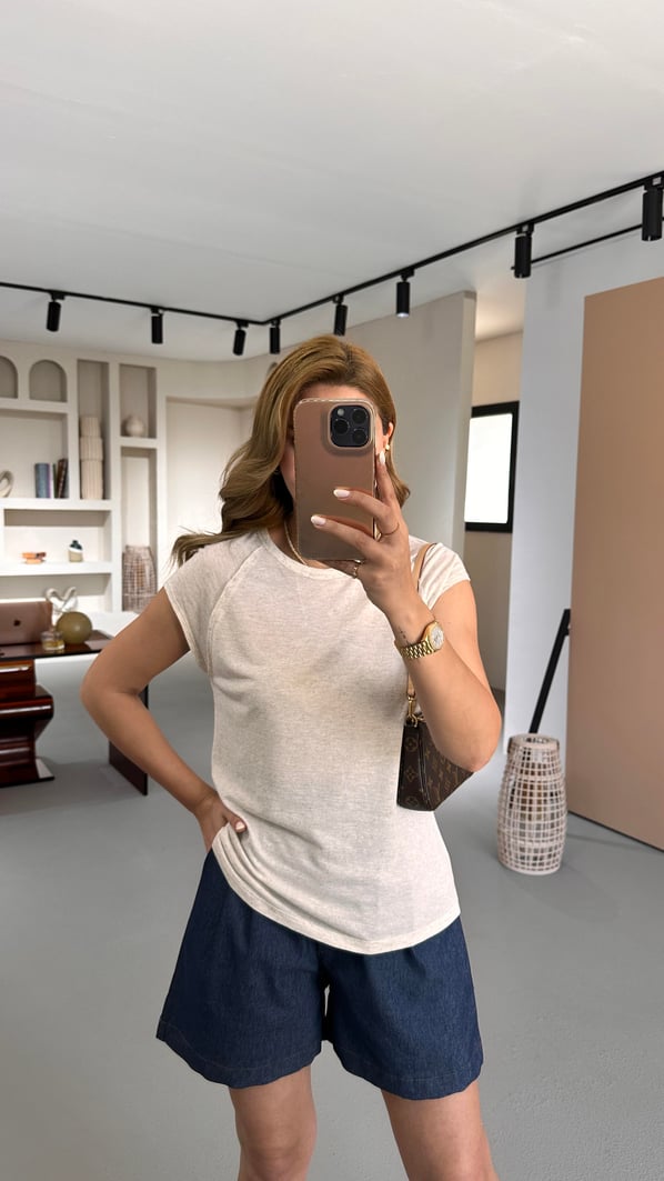 Özel Seri Ters Dikişli T Kol Pamuklu Keten Taş Tshirt