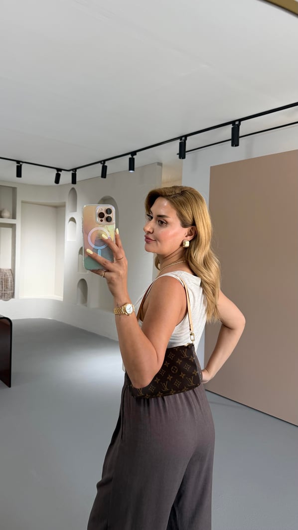 Özel Seri V Yaka Natural Pamuklu Keten Bluz