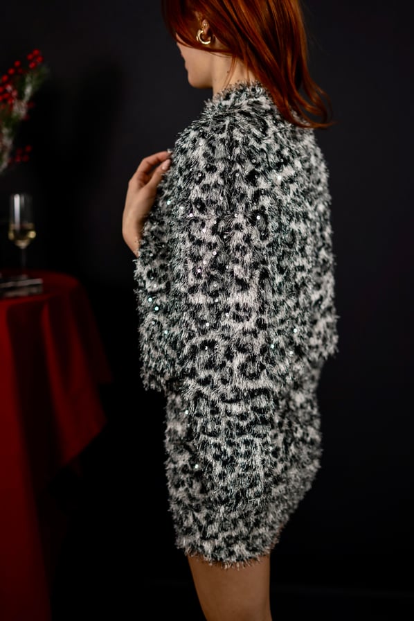 Payet Detay Sakallı Silver Leopar Ceket