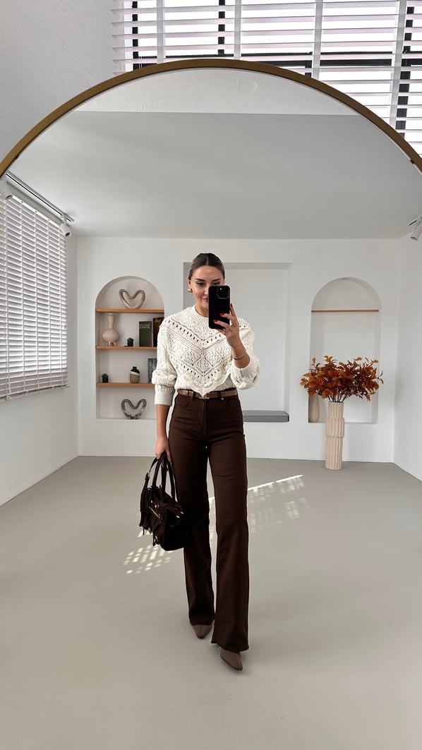 Premium Seri Acı Kahve Straight Fit Jean