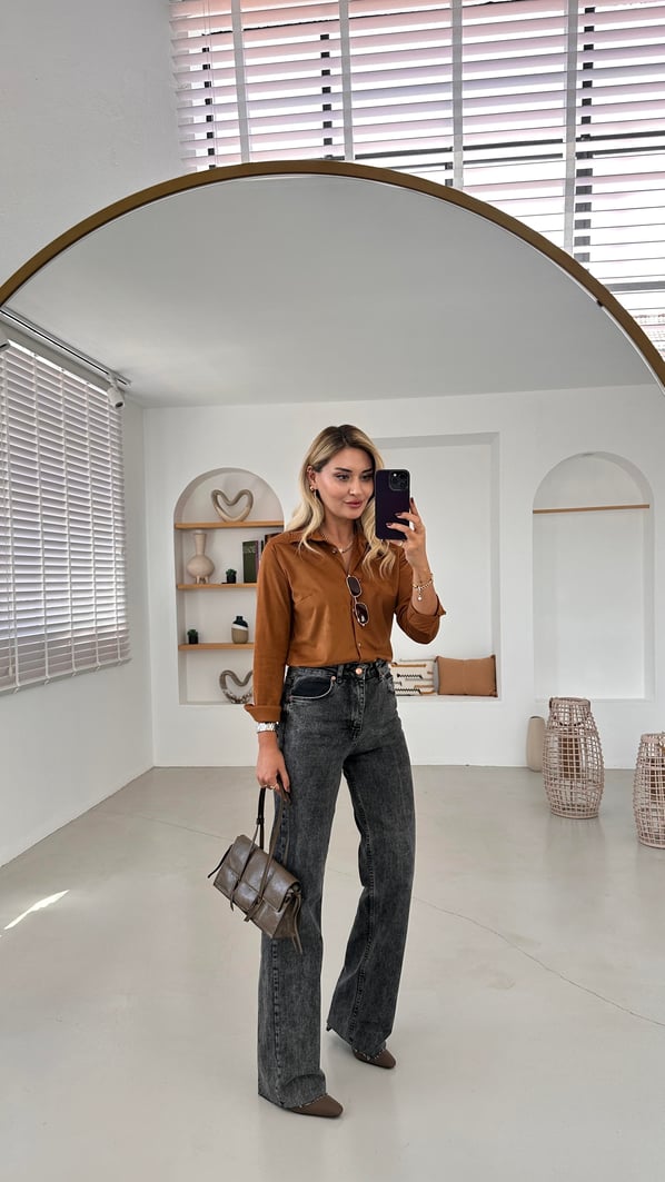 Premium Seri Antrasit Yıkamalı Straight Fit Jean