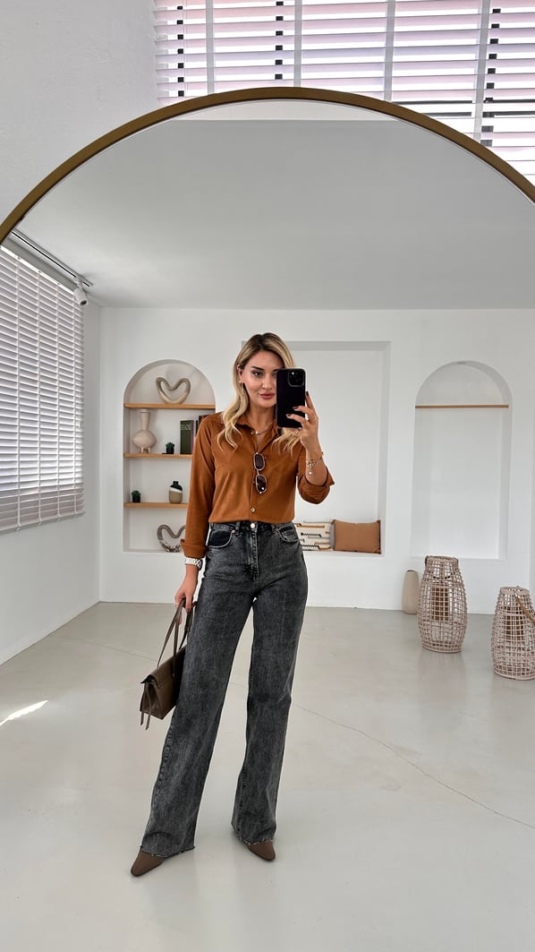 Premium Seri Antrasit Yıkamalı Straight Fit Jean