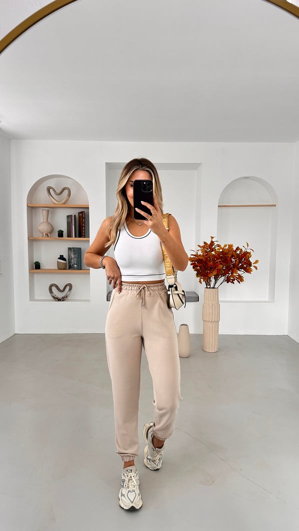 Premium Seri Bej Modal Jogger Pantolon