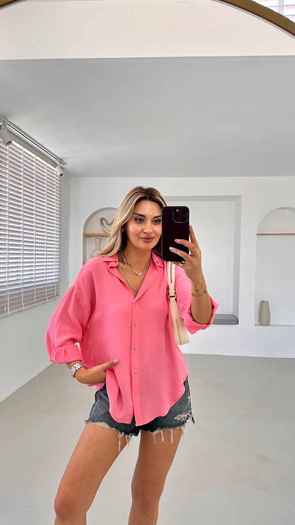 Premium Seri BF Pembe Tensel Gömlek