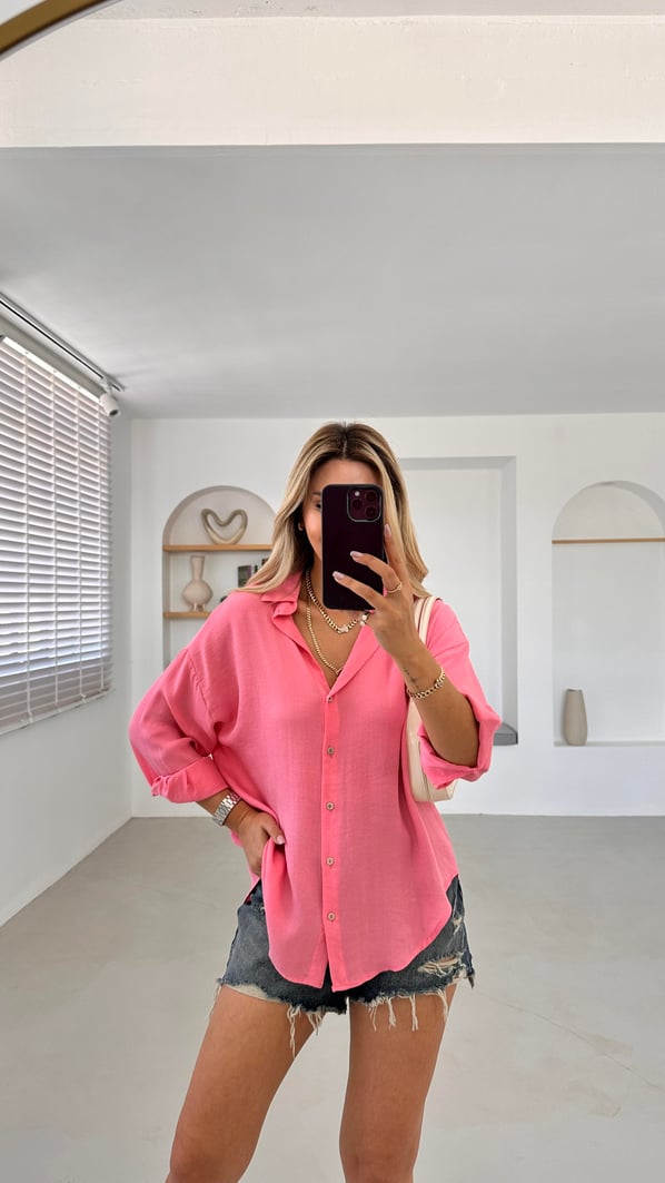 Premium Seri BF Pembe Tensel Gömlek