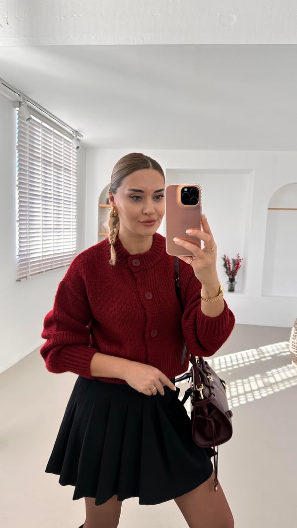 Premium Seri Bordo Yumoş Hırka