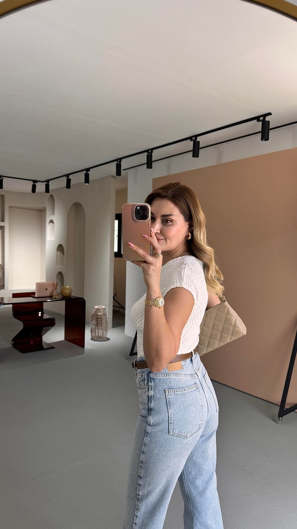 Premium Seri Buz Mavi Kesik Paça Boy Fit Jean