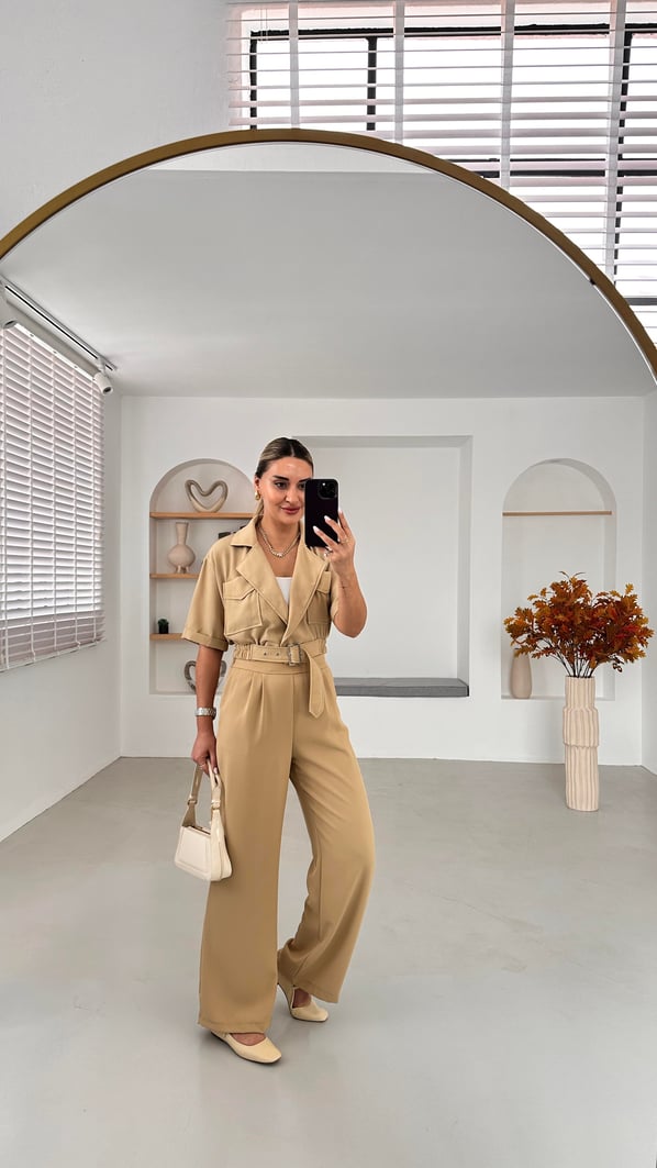 Premium Seri Ceket Pantolon Camel Takım