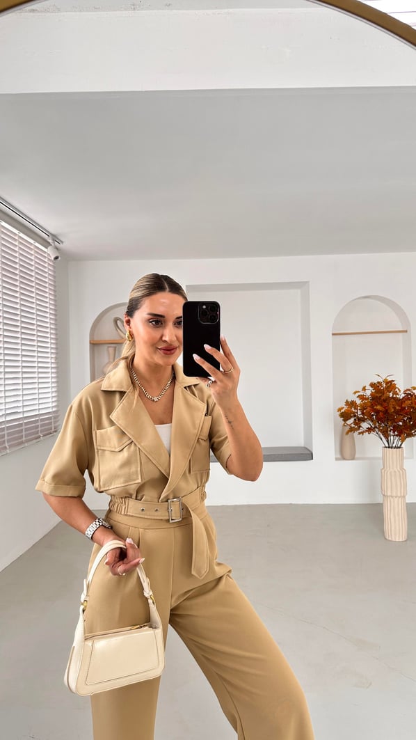 Premium Seri Ceket Pantolon Camel Takım