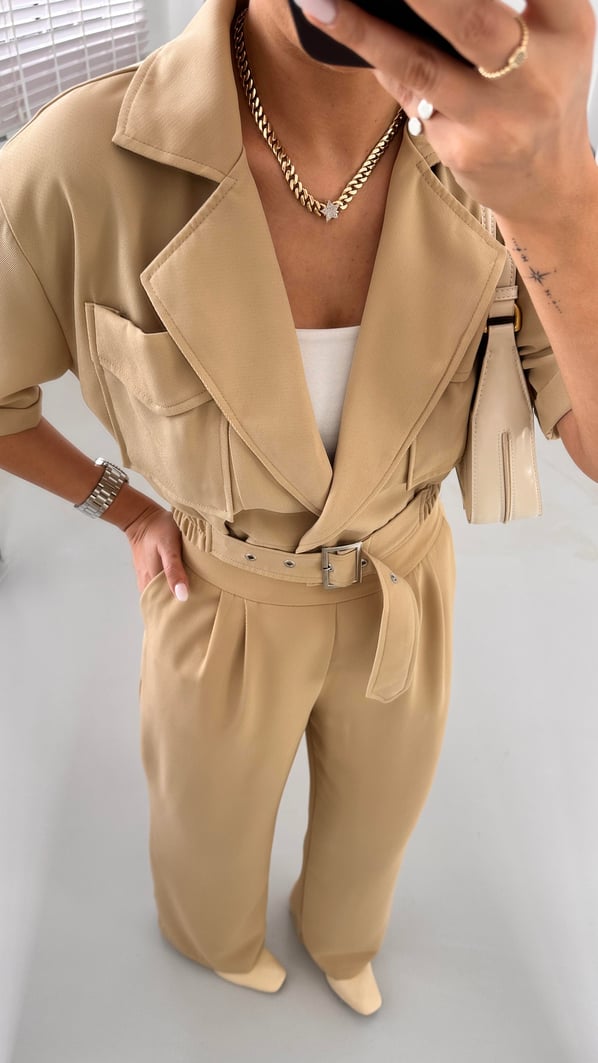 Premium Seri Ceket Pantolon Camel Takım