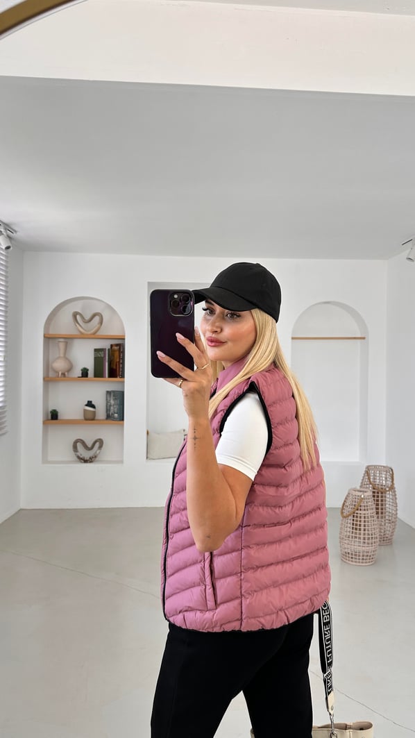 Premium Seri Dik Yaka Mor Şişme Yelek