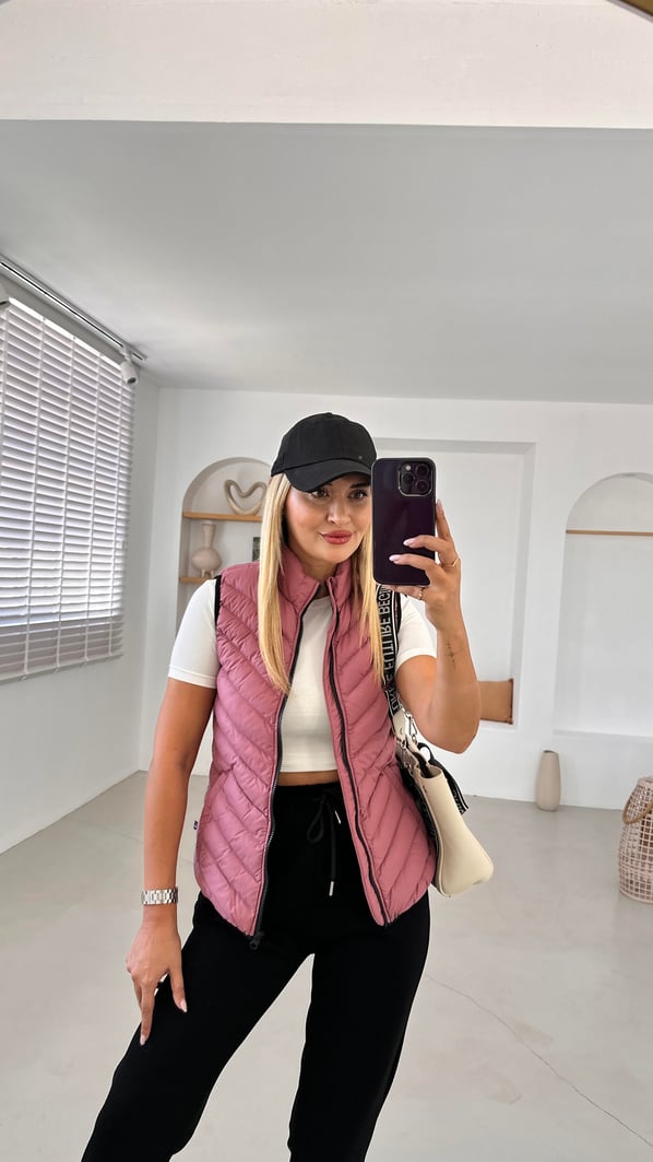 Premium Seri Dik Yaka Mor Şişme Yelek