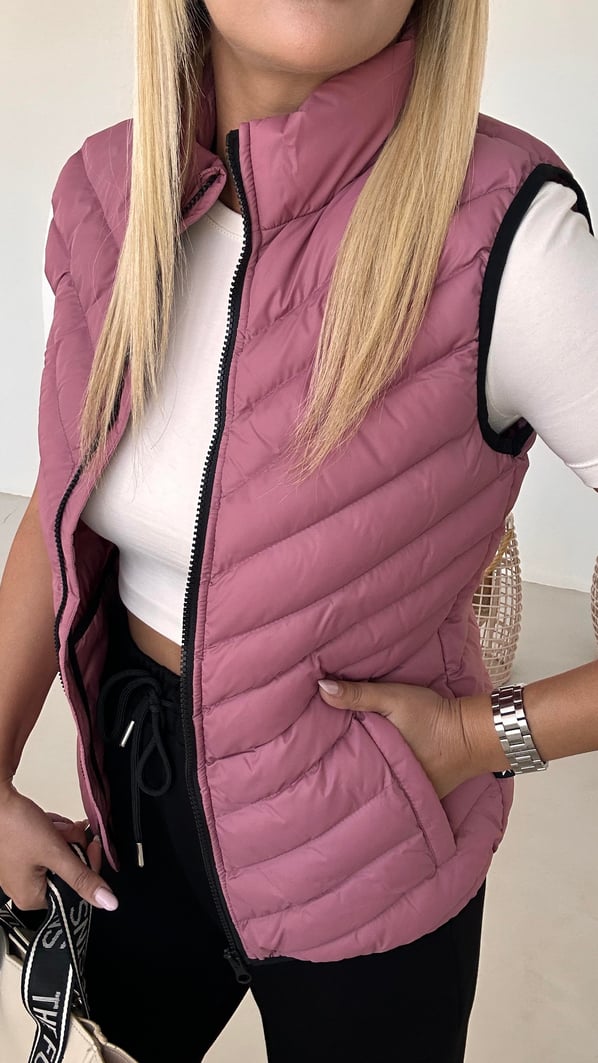 Premium Seri Dik Yaka Mor Şişme Yelek