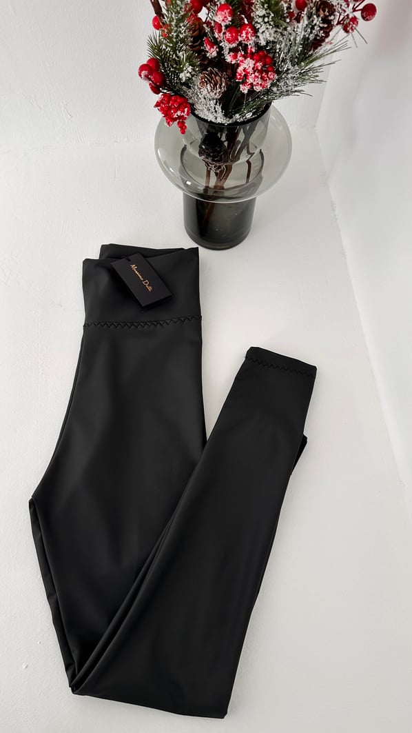 Premium Seri Dikiş Detay Siyah Mat Deri Tayt