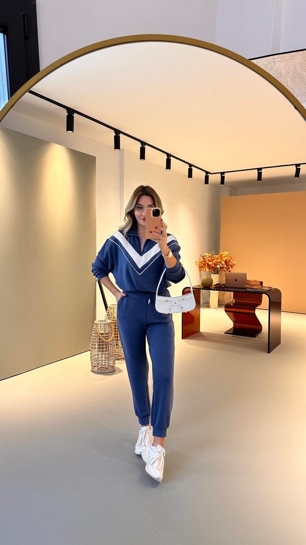 Premium Seri Garnili İndigo Modal Takım