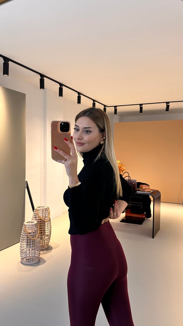 Premium Seri İçi Şardonlu Korse Etkili Bordo Tayt