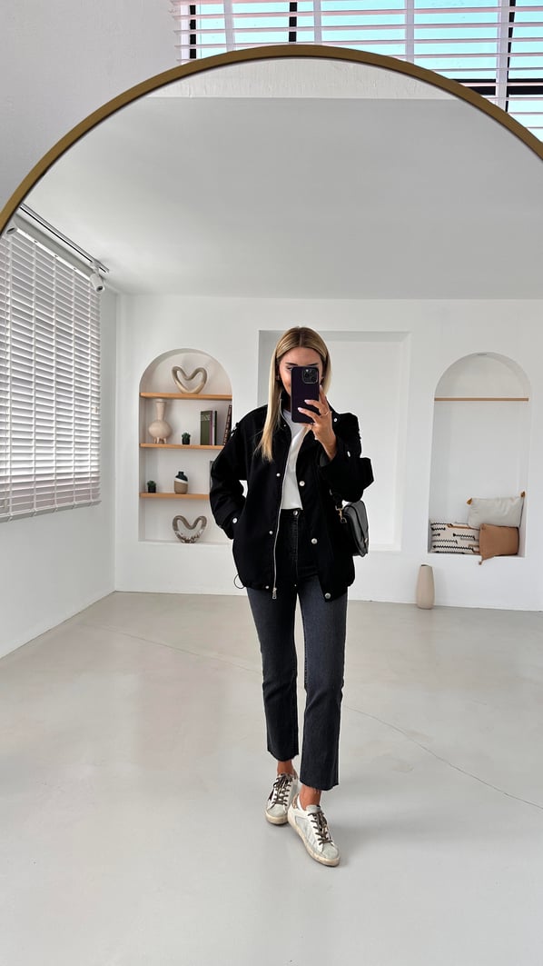 Premium Seri Kesik Paça Likralı Antrasit Boyfit Jean