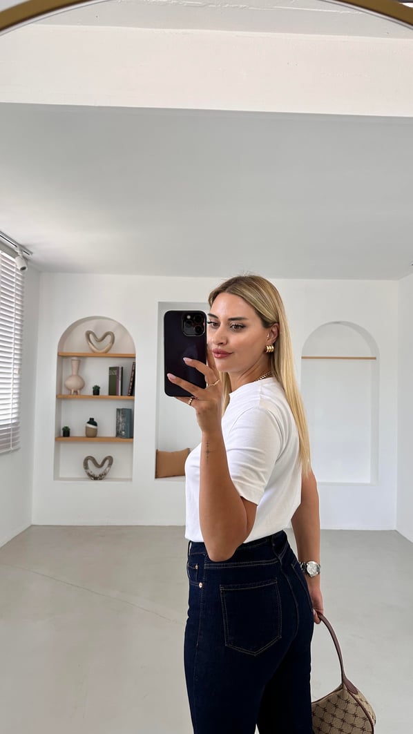 Premium Seri Kesik Paça Likralı Lacivert Boyfit Jean