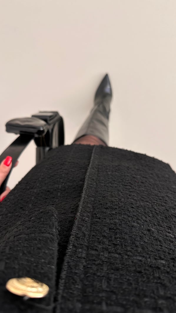 Premium Seri Kısa Kol Siyah Tüvit Elbise