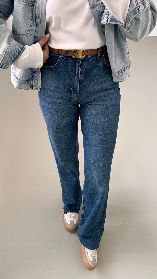 Premium Seri Koyu Mavi Straight Fit Jean