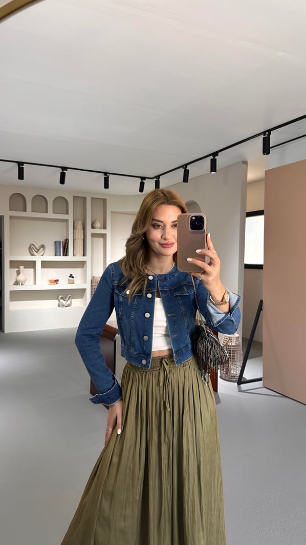 Premium Seri Likralı Denim Ceket