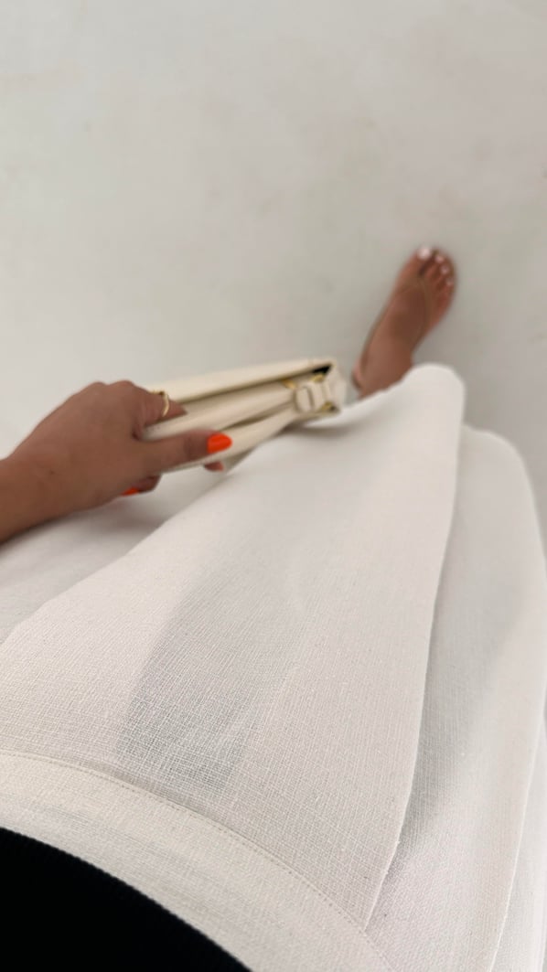 Premium Seri Piliseli Ekru Keten Etek
