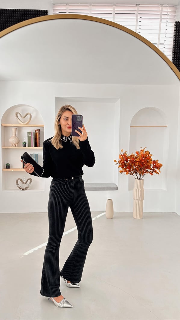 Premium Seri Sim Şeritli Füme İspanyol Jean