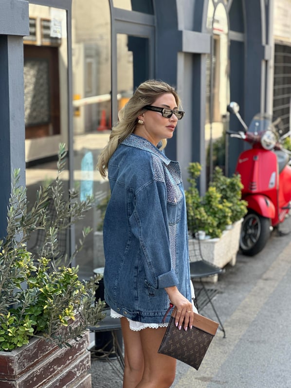 Premium Seri Taş Detay BF Denim Ceket