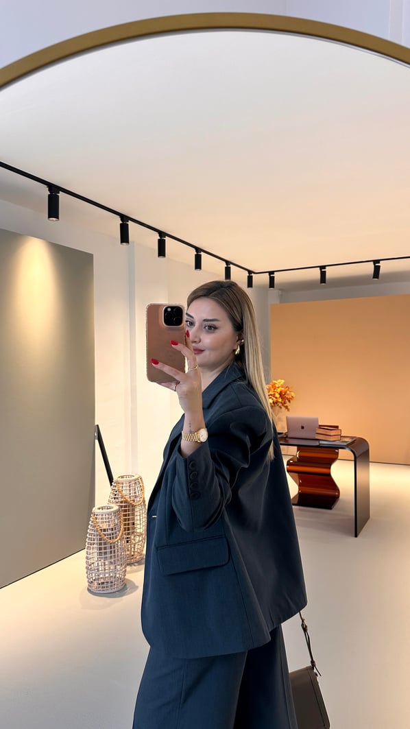Premium Seri Tek Düğme Detay Maskülen Lacivert Blazer