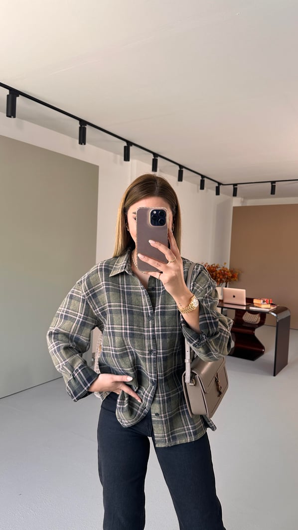 Premium Seri Unisex Haki Oduncu Gömleği