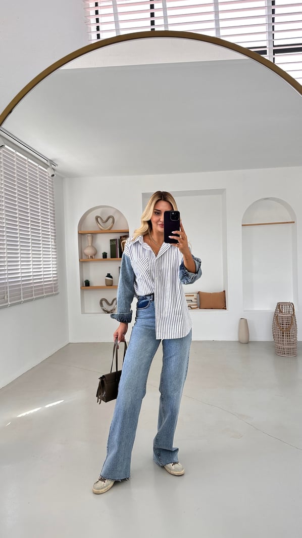 Premium Seri Yıkamalı Mavi Straight Fit Jean