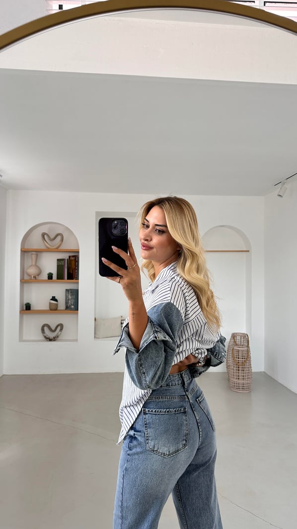 Premium Seri Yıkamalı Mavi Straight Fit Jean