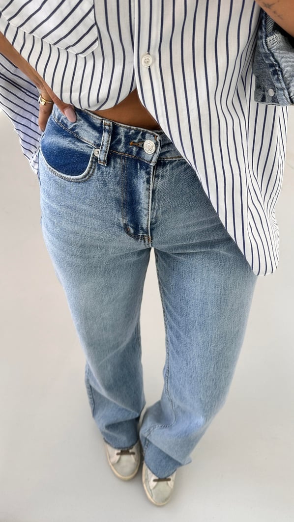 Premium Seri Yıkamalı Mavi Straight Fit Jean