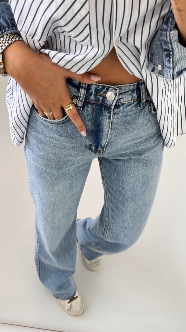 Premium Seri Yıkamalı Mavi Straight Fit Jean