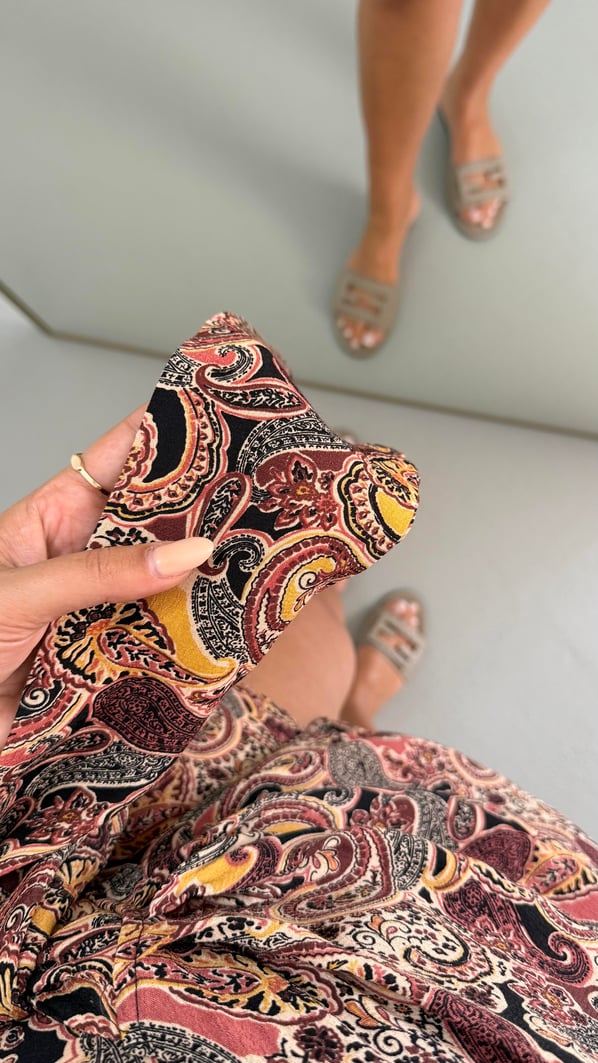 Şal Desen Kuşaklı Şort Etek