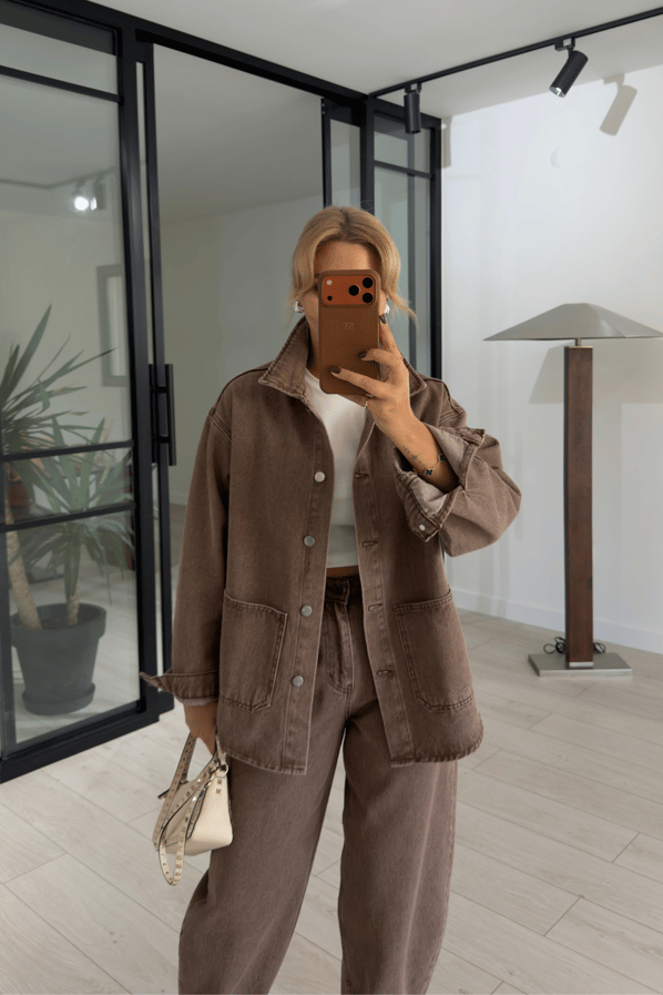 BF Cep Detay Açık Kahve Denim CeketSezgi Tekin