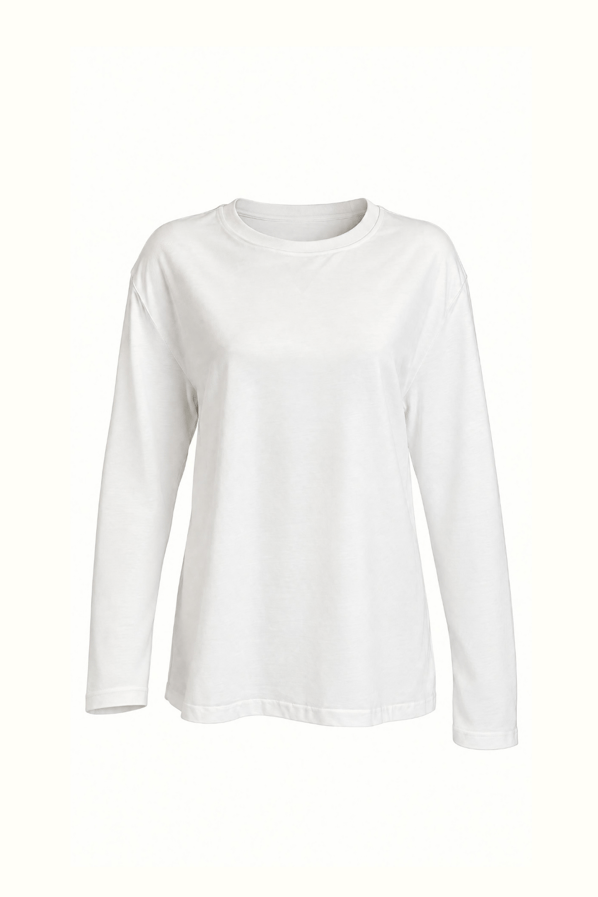 Bisiklet Yaka Beyaz Relax Basic TshirtSezgi Tekin