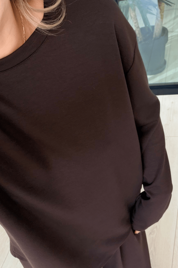 Bisiklet Yaka Uzun Kol Basic Kahve TshirtSezgi Tekin