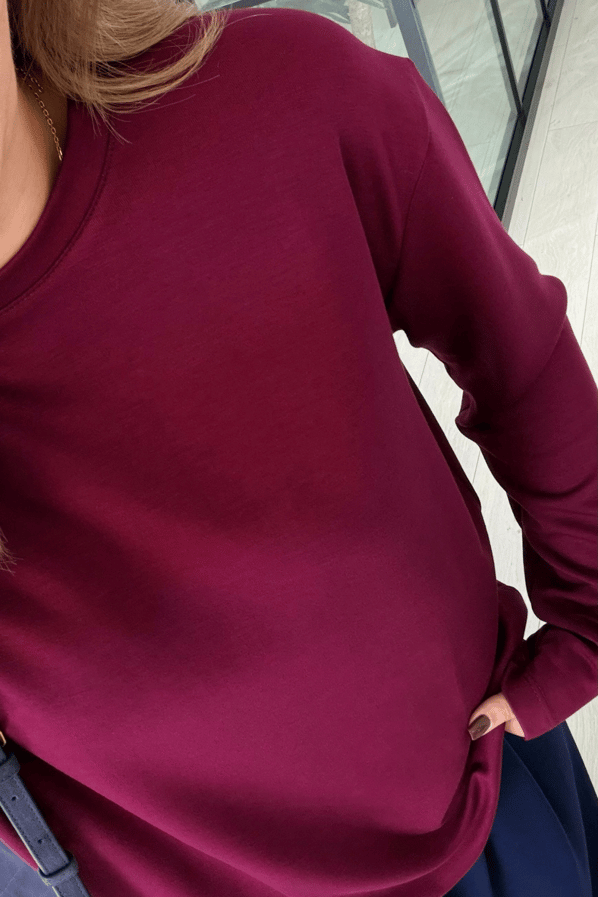 Bisiklet Yaka Uzun Kol Basic Mürdüm TshirtSezgi Tekin