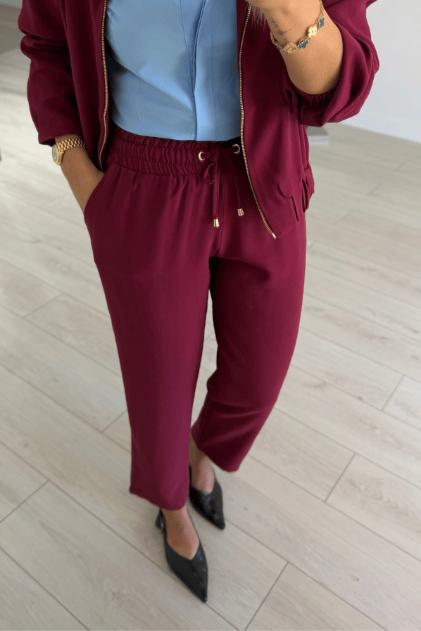 Bomber Ceket / Pantolon Bordo Tensel TakımSezgi Tekin