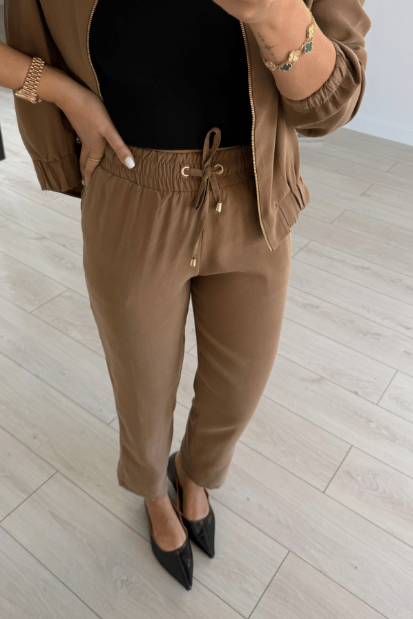 Bomber Ceket / Pantolon Camel Tensel TakımSezgi Tekin
