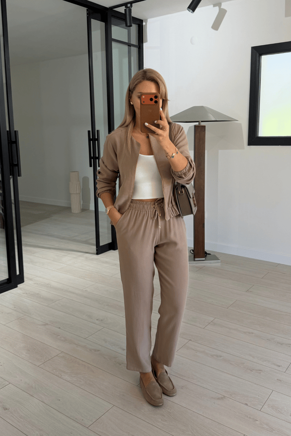 Bomber Ceket / Pantolon Vizon Tensel TakımSezgi Tekin