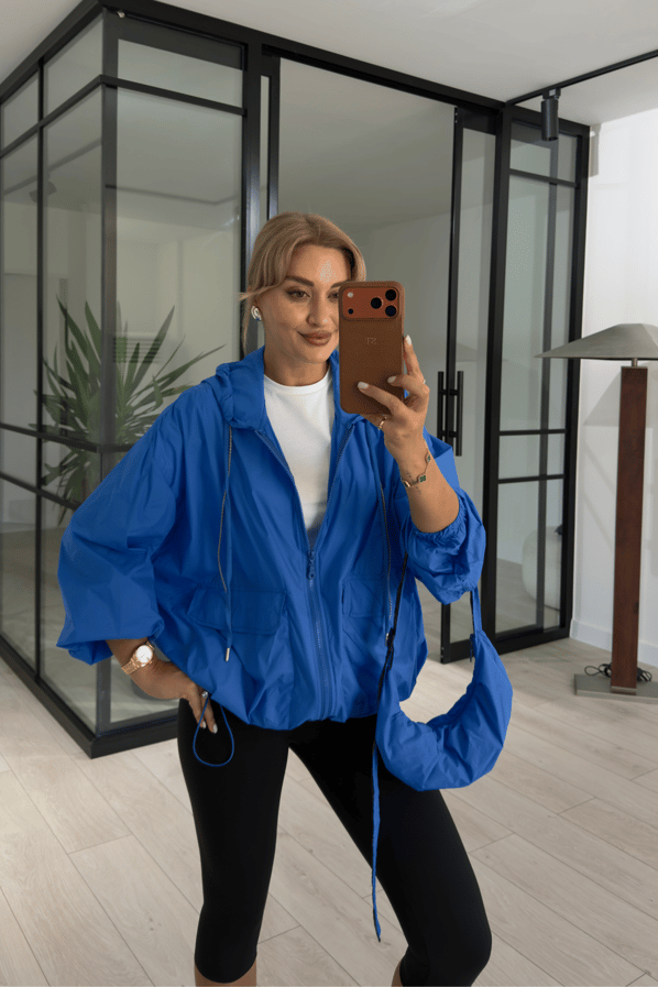 Çantalı Cep Detay Saks Oversize YağmurlukSezgi Tekin